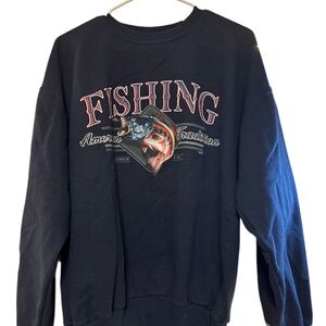 Vintage Jerzees Navy Fishing Sweatshirt Large